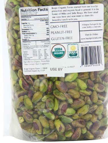 Braga Organic Farms Organic Raw Pistachios Kernels 2 Lb. Bag