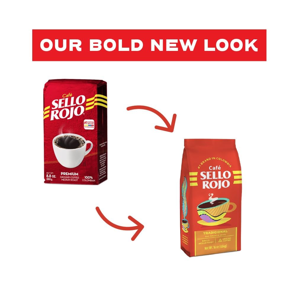 Sello Rojo, Tradicional Medium Roast Ground Coffee Bricks, 8.8 oz, Pack of 4