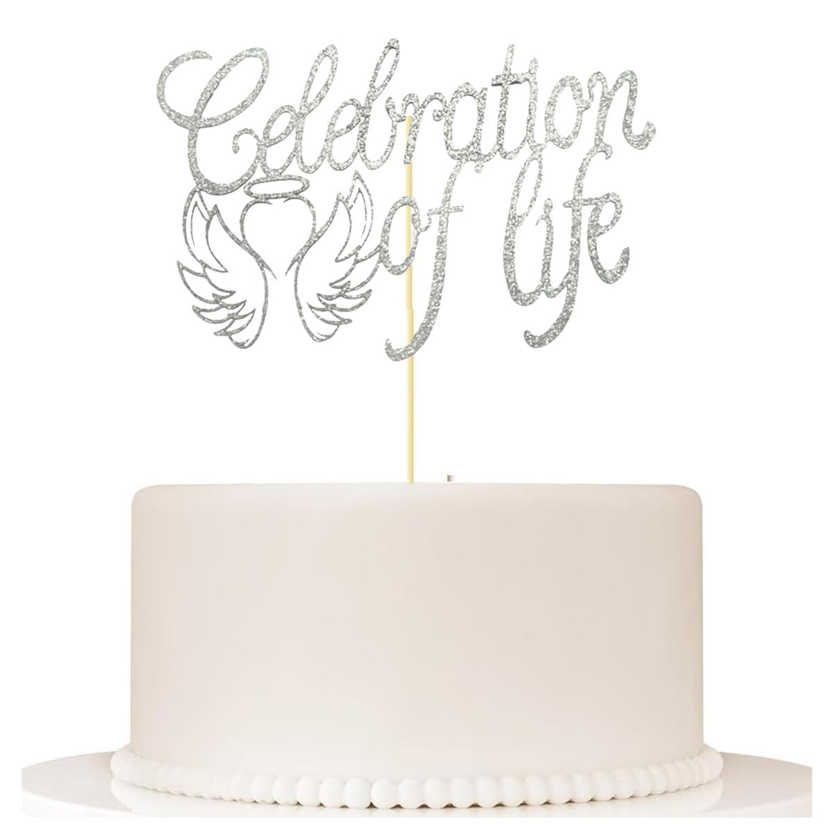 Happy Birthday in Heaven,Celebration of Life Cake Topper for Birthday,Anniversary,Funeral,In Loving Memory, Funeral Decor,Silver