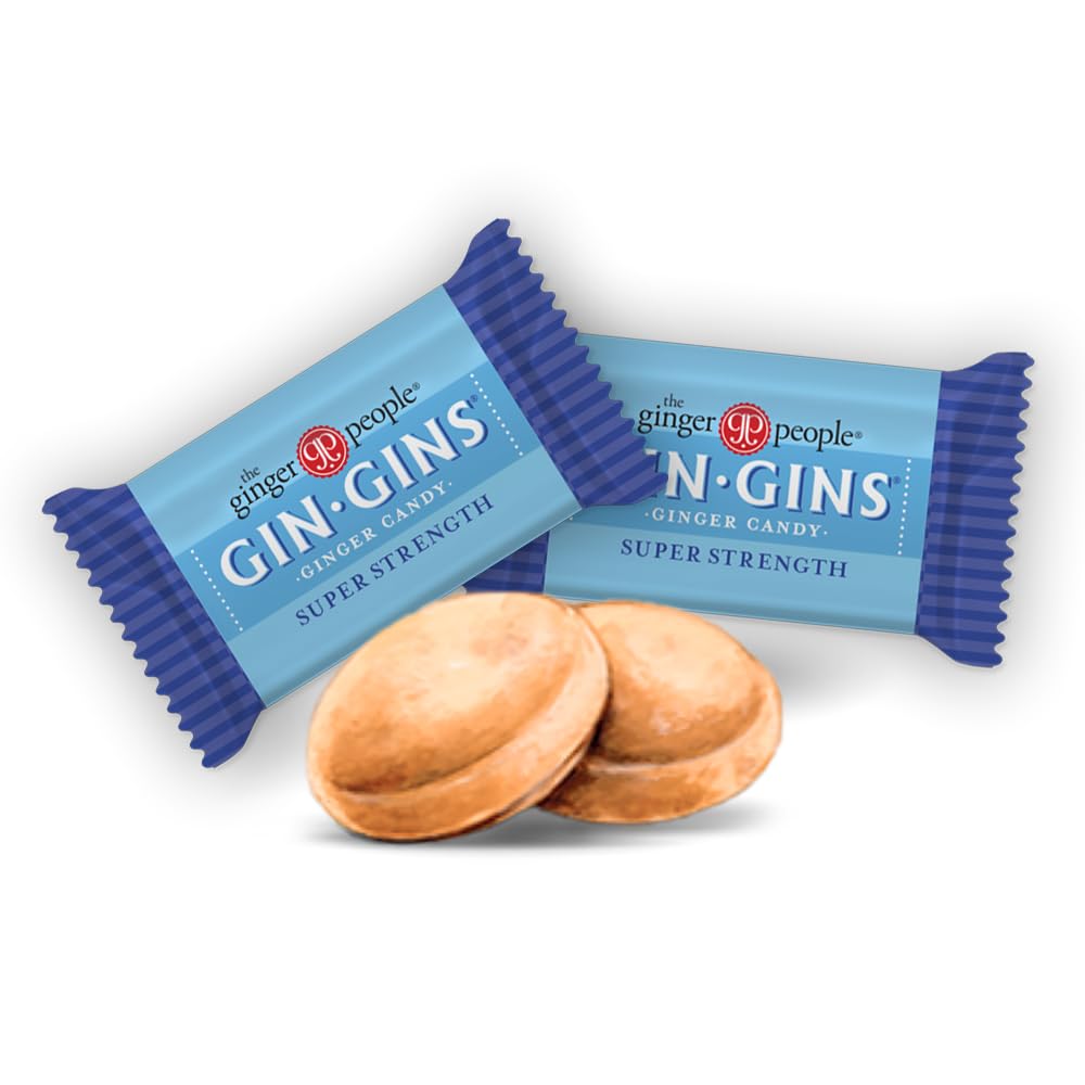 The Ginger People GIN GINS Super Strength Ginger Candy, Pack of 12, Individually Wrapped, 3 oz Bags