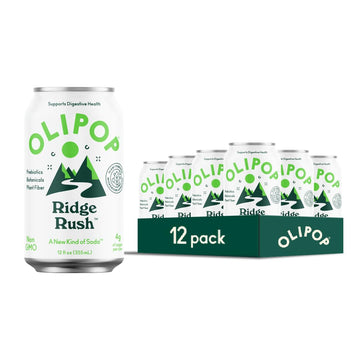 OLIPOP Prebiotic Soda Pop, Ridge Rush, Gluten Free, Vegan, 12oz (Pack of 12)
