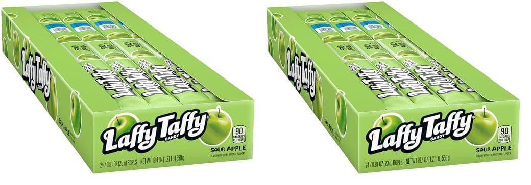 Laffy Taffy Rope Candy, Sour Apple Flavor, 0.81 Ounce Ropes (Pack of 48)