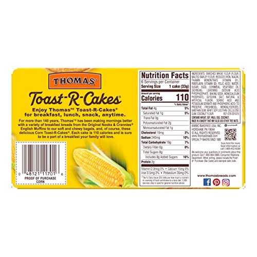 Thomas Toast-R-Cakes, Corn, 6 Count, 7 Oz Package