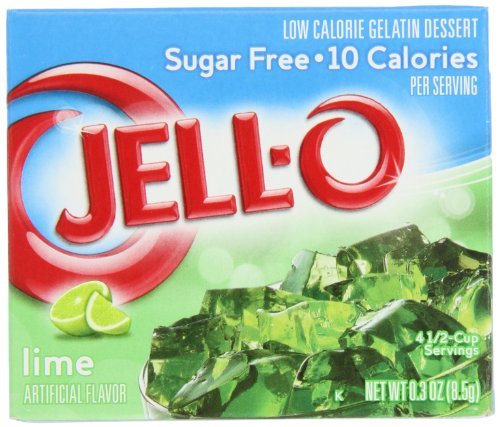 Jell-O Sugar-Free Gelatin Dessert, Lime, 0.30-Ounce Boxes (Pack of 24)