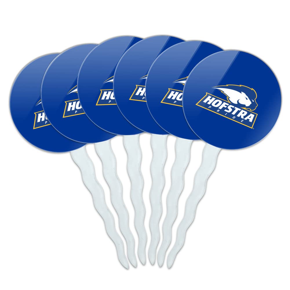 GRAPHICS & MORE Cupcake Picks Set of 6 - Acrylic - Hofstra University Logo - Model CUPT.CIR.ACR.6PK.CLCHOF501