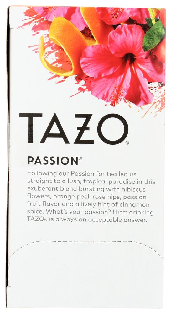 Tazo Passion Herbal Infusion Tea, Caffeine Free, 20-Count Tea Bags (Pack Of 6)