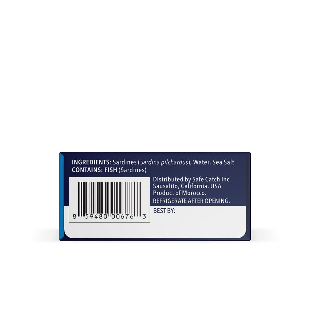 Safe Catch Wild Sardines in Water Skinless Boneless Wild-Caught Sardine Fillets Lowest Mercury Limit, Keto Food Kosher Non-GMO S