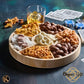 KREMERY Creamy Chocolate Cravings - Valentines Day Chocolate Covered Pretzels & Nuts Gift Basket, in Reusable Round Wooden Tray
