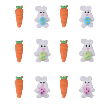 Sentovac 12 Pcs Easter Bunny Carrot Icing Decoration Edible Candy Dessert Easter Sprinkles Diy For Cookie Cake Cupcake Topper Ic