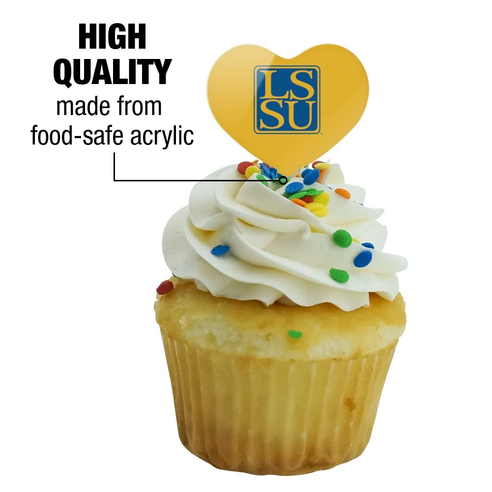 GRAPHICS & MORE Cupcake Toppers Set of 6, Acrylic, Heart Design, One Size, Lake Superior State University
