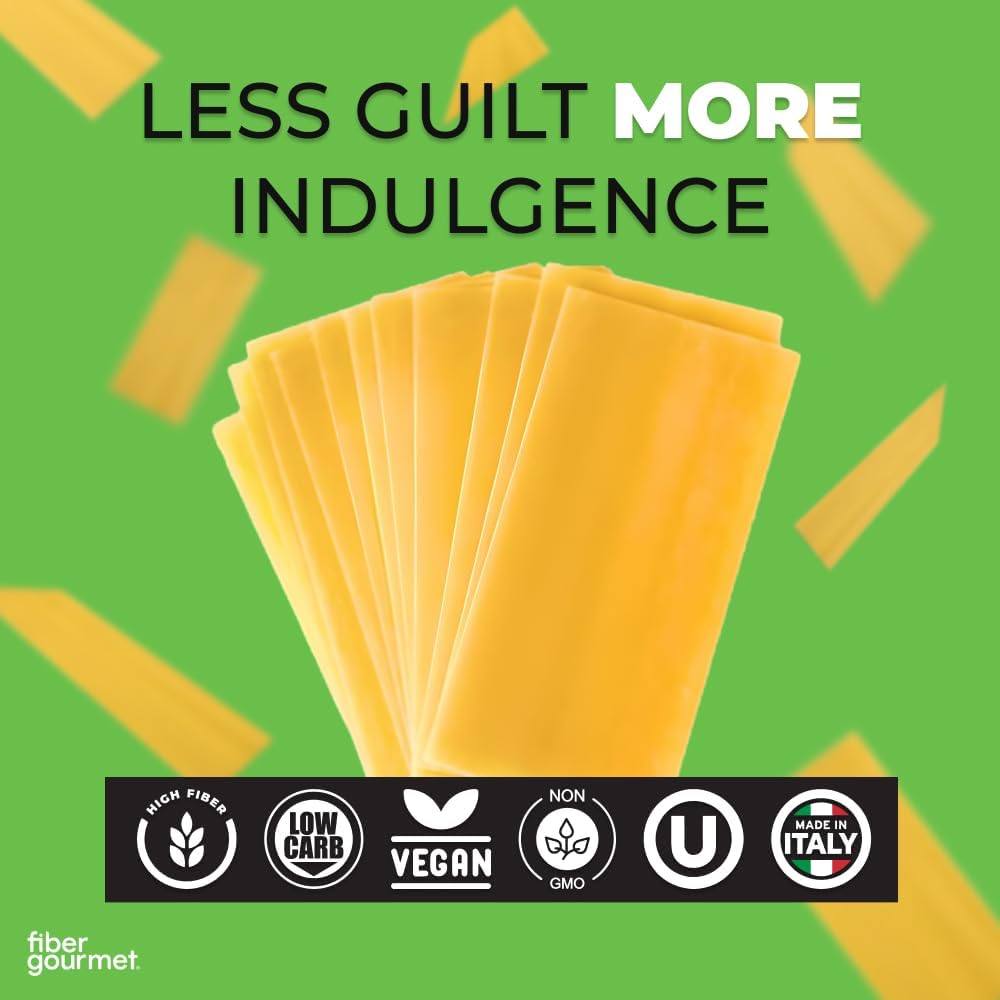 Fiber Gourmet Pasta - Light Lasagna Pasta - Low Net Carb, Fiber-Rich, Low Calorie, Healthy - Made In Italy, Kosher, Vegan, Non-G