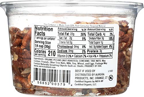 Aurora Products Organic Pecan Halves, 7 oz