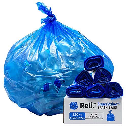 Reli. Supervalue 16-25 Gallon Recycling Bags  120 Count  Blue Trash Bags