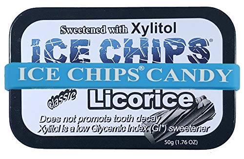 Ice Chips Xylitol Candy Tins (Licorice, 6 Pack); Low Carb, Gluten Free - Includes Band As Shown