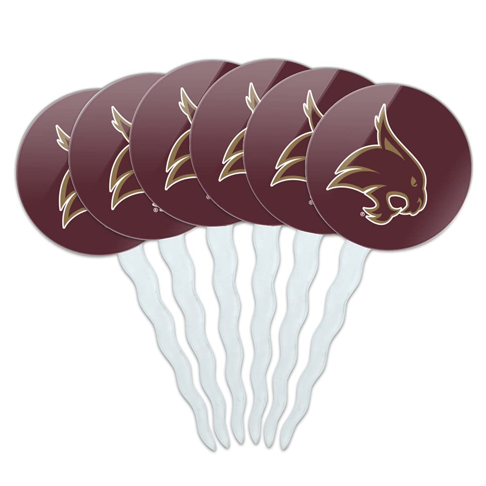 GRAPHICS & MORE Cupcake Picks Set of 6, Texas State University, Multi Color, Acrylic, One Size