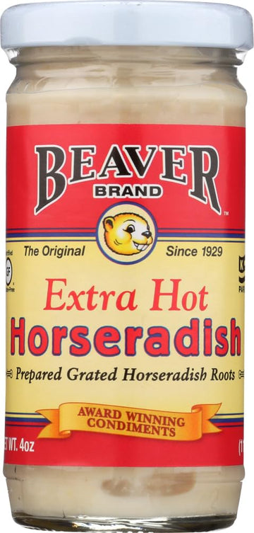 Beaver Brand Extra Hot Horseradish - 4 oz Glass jar (Pack of 12)