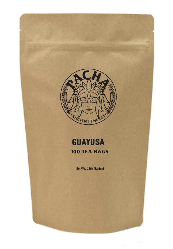 PACHA Guayusa Tea Bags | 100 Count | 2.5g Each | High Natural Caffeine | Clean Energy Tea