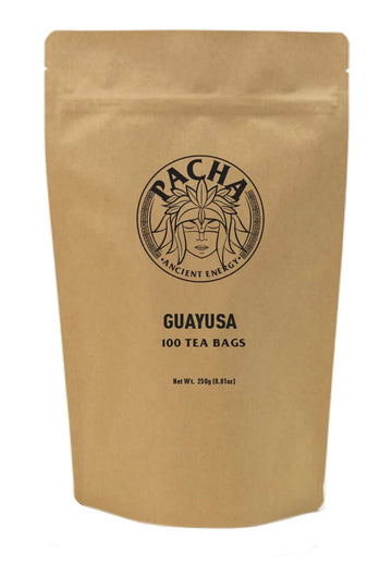 PACHA Guayusa Tea Bags | 100 Count | 2.5g Each | High Natural Caffeine | Clean Energy Tea