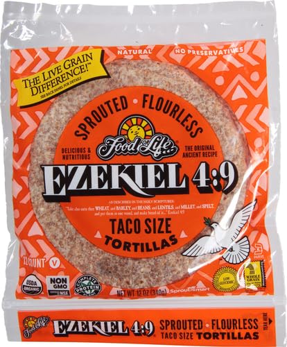 Food For Life, Organic Ezekiel 6 inch Sprouted Grain Tortillas,1 pack of 12 Tortillas,12 oz (Frozen)