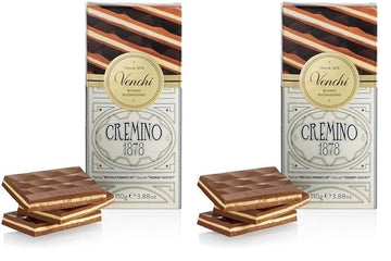 Venchi - Cremino 1878 Chocolate Bar With Almond Gianduja And Hazelnuts, 3.88Oz - Gluten Free (Pack Of 2)