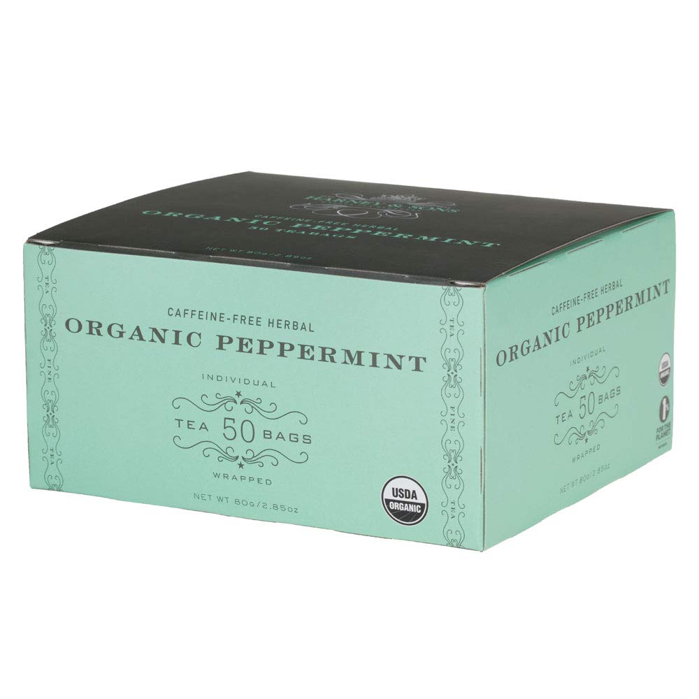 Harney & Sons Organic Peppermint Tea Bags, Green, 50 Count (1.76oz/50g), Model 16119