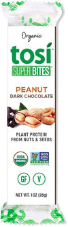 Tosi Organic SuperBites Vegan Snacks, Peanut Dark Chocolate Sea Salt, 1 Oz, Pack of 1