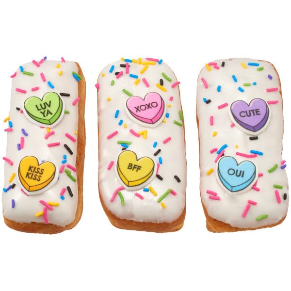 Orange, Yellow, Green, Blue, Pink, And Purple Heart Shape Edible Sugar Cake Toppers, 12 Count