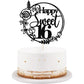 Rose Gold Glitter Happy Sweet 16 Cake Topper - Happy 16Th Birthday Cake Decor - Hello 16, Cheers To 16 Years Birthday Party Deco