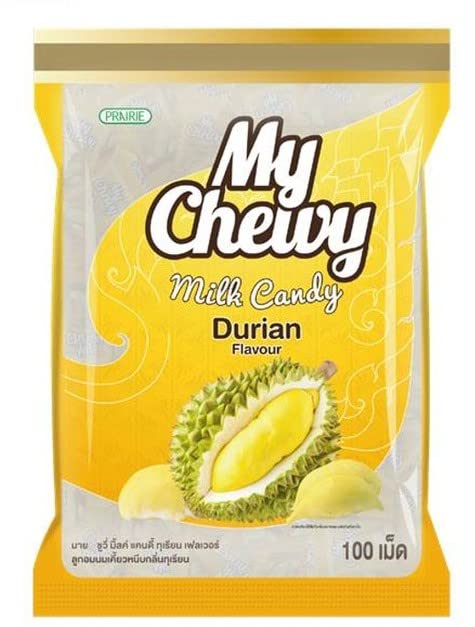 My Chewy Durian Soft Milk Candy (100 Counts, 12.69 Oz) Exotic Asian Fruit Gummy Individually Wrapped Sweet for Kids and Adults