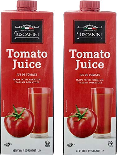 Tuscanini Top-Grade Italian Tomato Juice 33.8Oz (2 Pack) | Not From Concentrate | Low Sodium Tomato Juice | Resealable Cap | Non Gmo Verified | Kosher