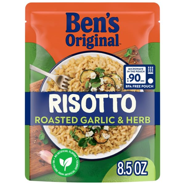 BENS ORIGINAL Risotto Roasted Garlic & Herb Flavored Rice, Easy Dinner Side, 8.5 oz Pouch