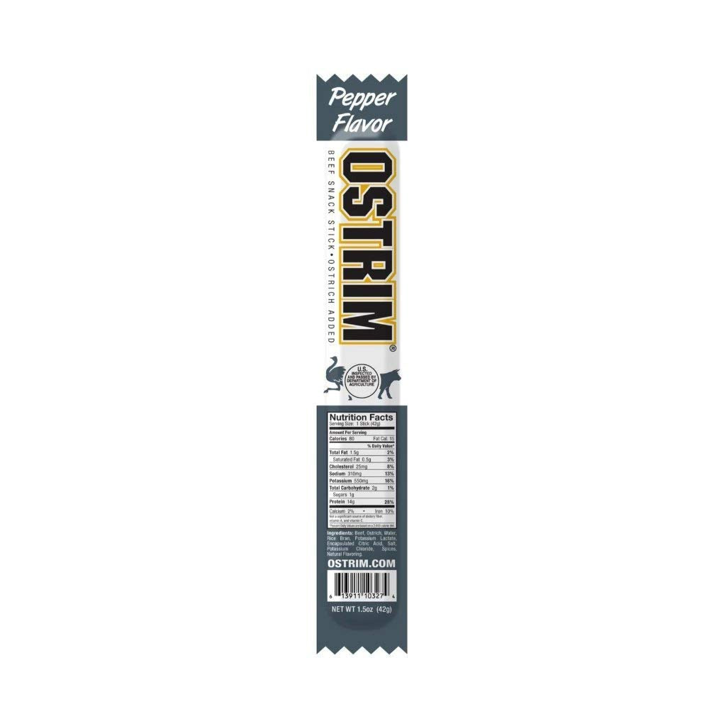 Ostrim Grass-Fed Beef & Ostrich Jerky Snack Sticks-Pepper Flavor, 1.5 Oz (Pack Of 10)