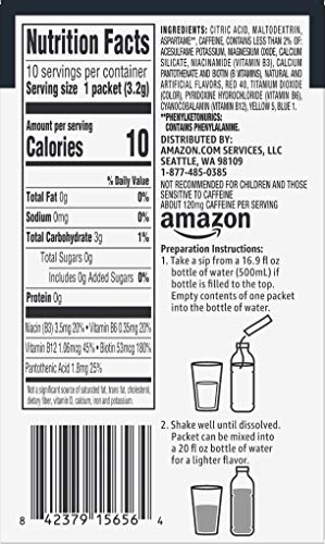 Happy Belly Drink Mix Singles, Strawberry, Caffeine, 1.1 Ounce, 120 Count (12 Packs of 10)