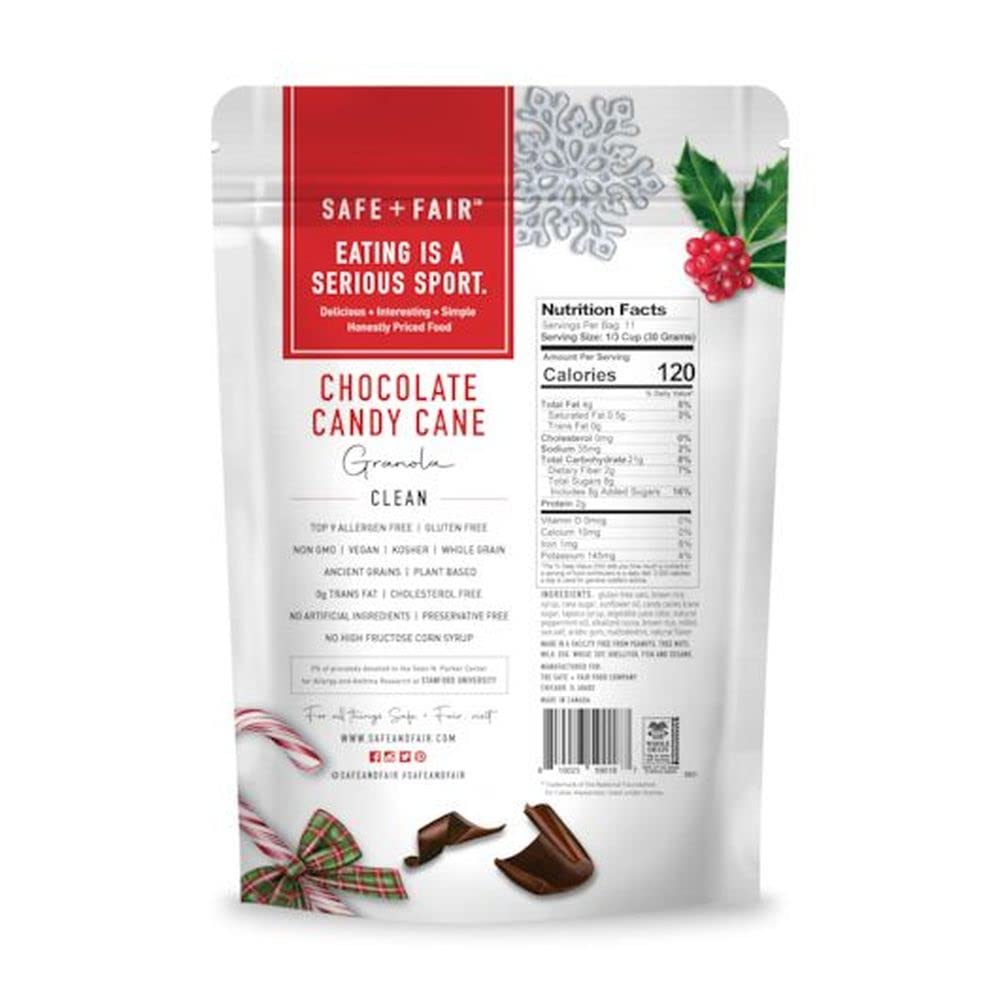 The Safe & Fair Food Company Granola, Chocolate Candy Cane, Vegan Friendly, Kosher, Gluten Free & Non-Gmo, 12 Ounce (Pack Of 6)
