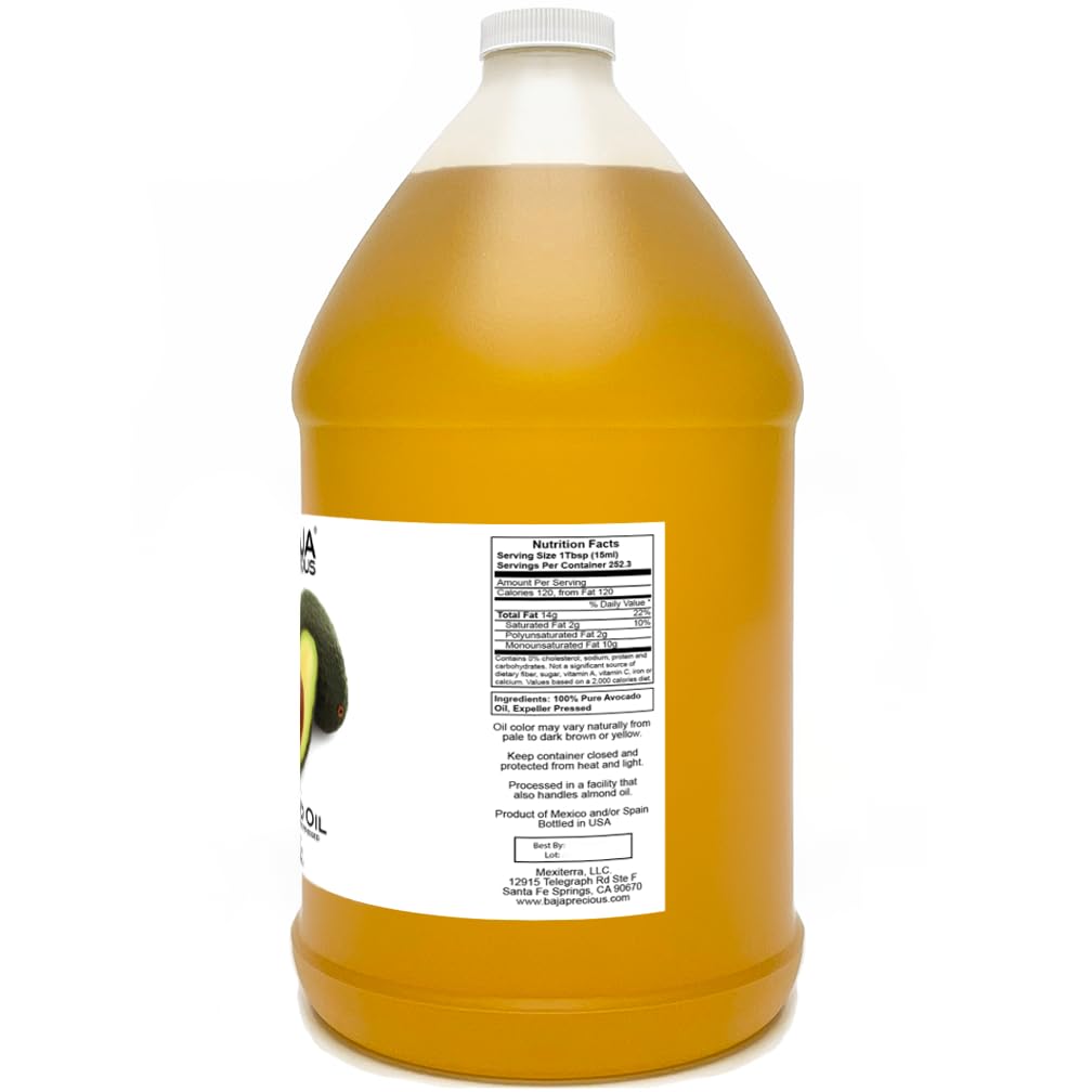 Baja Precious - Avocado Oil 100% Pure, 1 Gallon Jug, Food Grade Perfect For High Heat Cooking, Skincare, Hair Treatments, Soapma