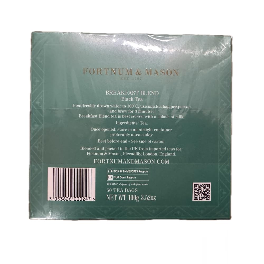 Fortnum And Mason British Tea, Breakfast Blend 50 Count Tea Bags (1 Pack)