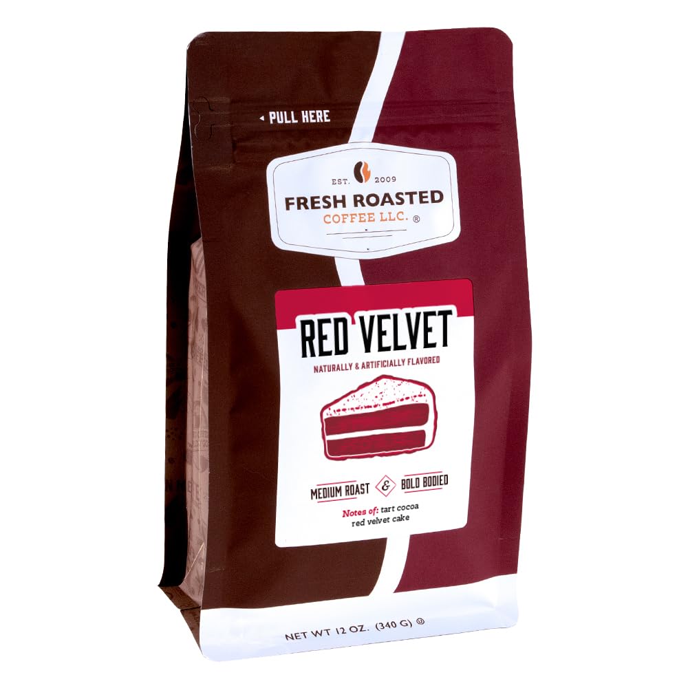 Fresh Roasted Coffee, Red Velvet Flavored Coffee, 12 Oz, Medium Roast, Kosher, Ground