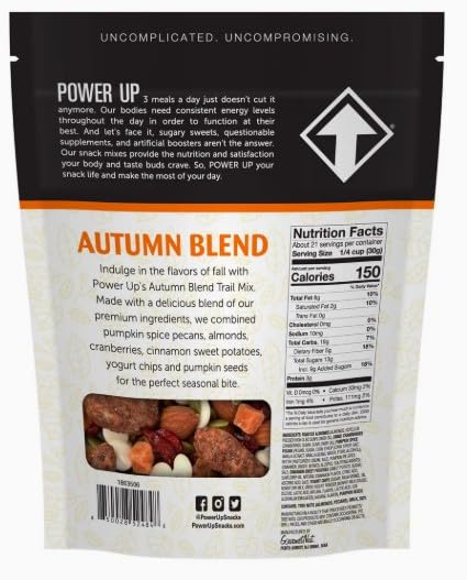 Gourmet Nut Autumn Blend Trail Mix  22oz Bag  2 Pack - Pumpkin Spice Pecans  Almonds  Cranberries  Cinnamon Sweet Potatoes  Yogurt Chips & Pumpkin Seeds - Fall Seasonal Snack