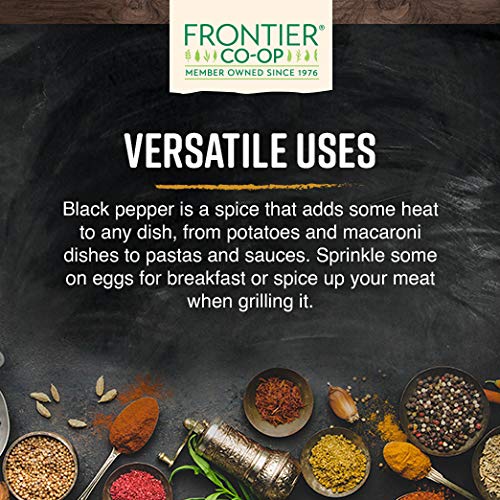 Frontier Co-op Organic Fair Trade Black Pepper Coarse Grind, 16 Ounces - Premium Seasoning for Cooking and Baking
