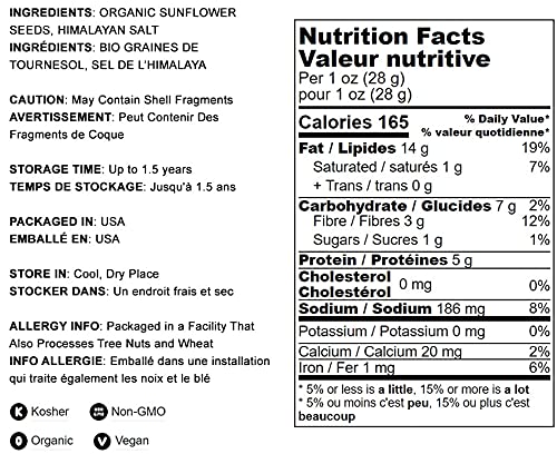 Food to Live Organic Roasted Sunflower Seeds, 8 LB - Non-GMO, Vegan, Kosher, High Protein, Bulk Snack