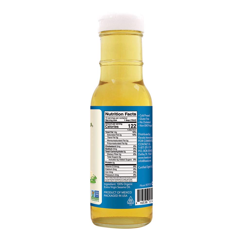 Kevala Extra Virgin Organic Sesame Oil, 8 Fl Oz (Pack of 2)