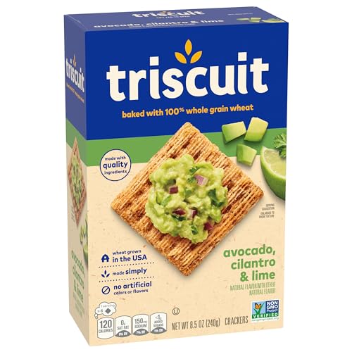 Triscuit Avocado, Cilantro & Lime Whole Grain Wheat Crackers, Lunch Snacks, Bulk Snack Crackers, 6 - 8.5 oz Boxes