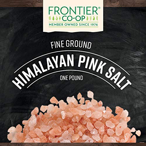 Frontier Co-Op Fine Ground Himalayan Pink Salt, 1-Pound Bulk Bag, Hand-Mined, Kosher, Non Irradiated, Non Eto