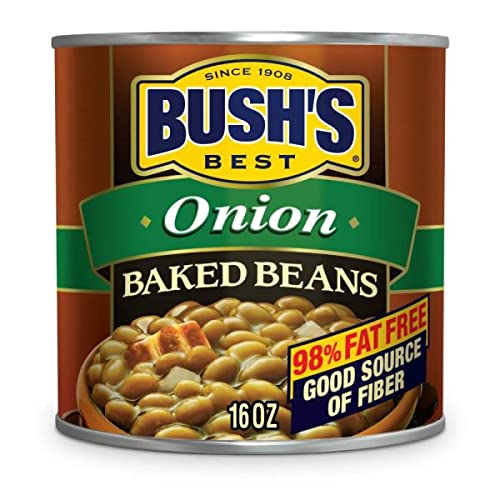 Bush'S Best 16 Oz Canned Onion Baked Beans, Source Of Plant Based Protein And Fiber, Low Fat, Gluten Free, (Pack Of 12)