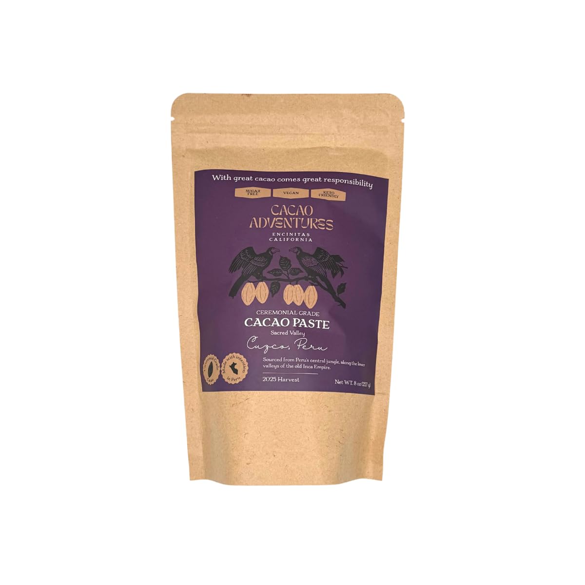 Sacred Valley Ceremonial Cacao Peru | 8 oz