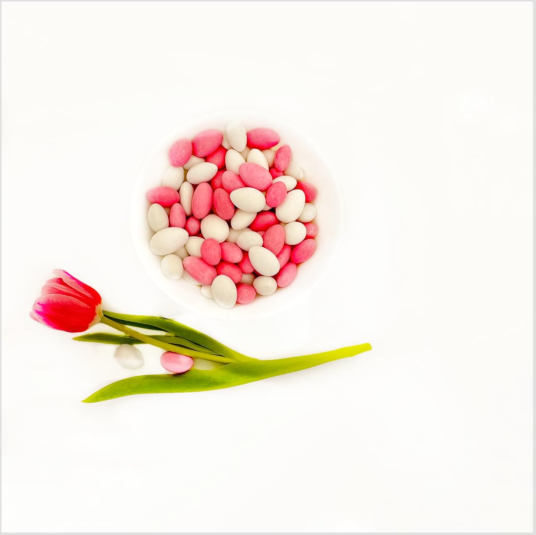 Sweetglob Jordan Almonds Party Colors Hard Candy (1 Pound, Pastel Pink & White (Baby Girl))