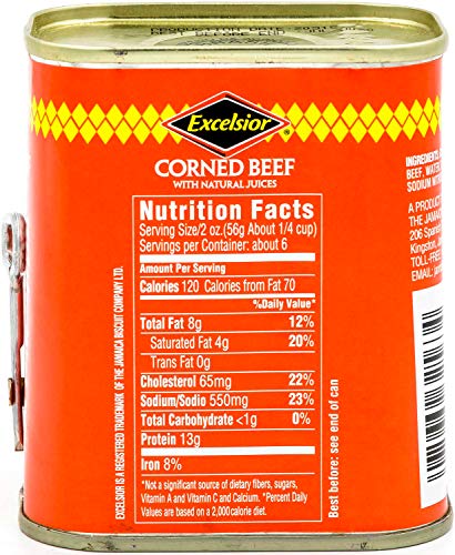 EXCELSIOR Corned Beef in Natural Juices, 12 Ounce, Red, Model 732563