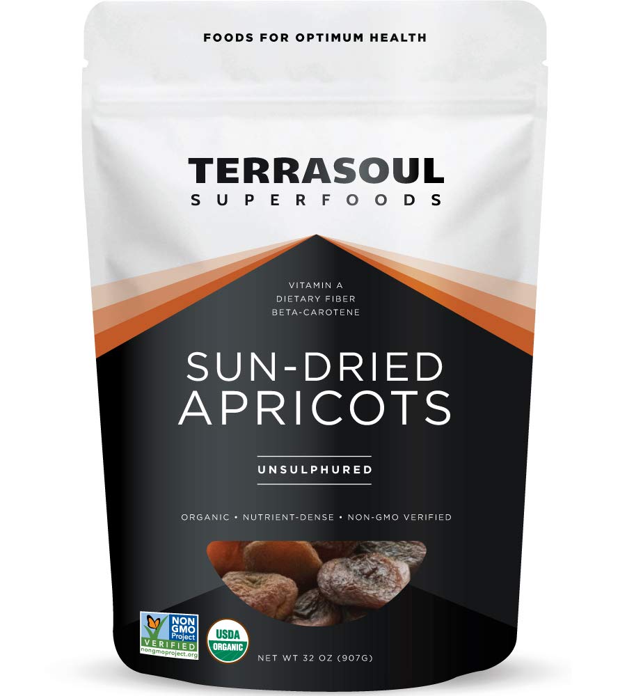 Terrasoul Superfoods Organic Apricots, 2 Lbs, Unsulphured, No-Added Sugar, Sweet and Tangy Delights for Snacking, Baking, and Vi
