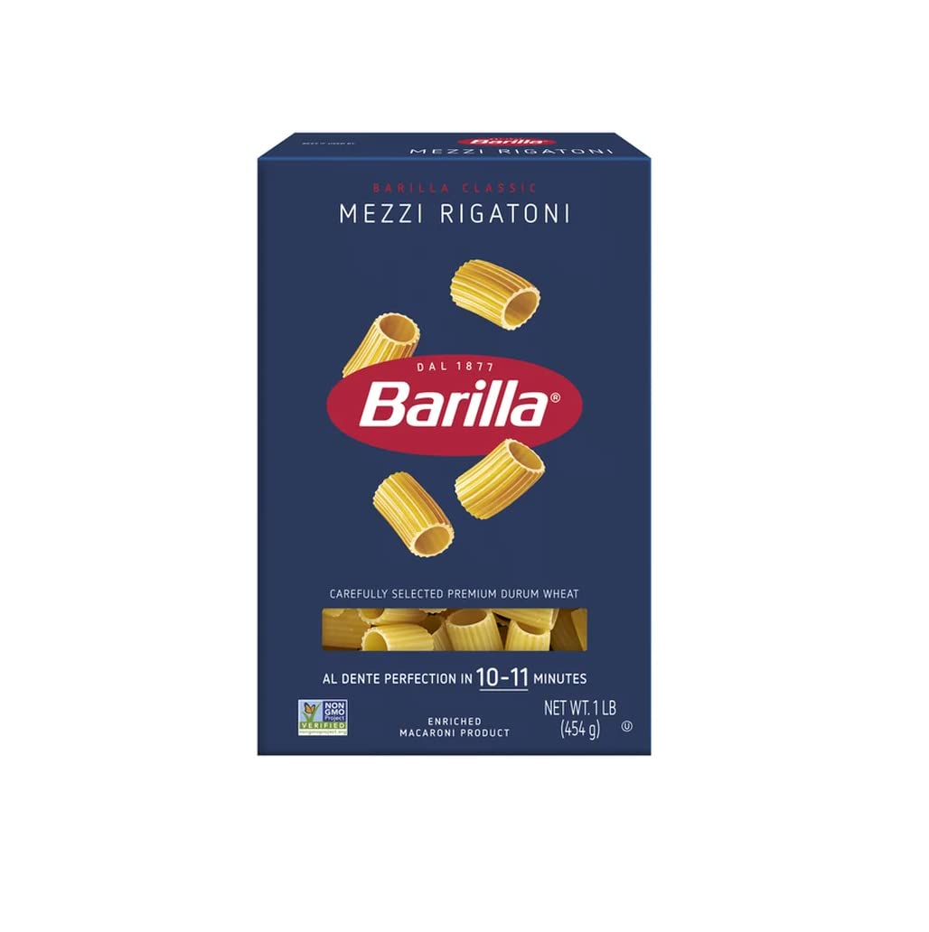 Barilla, Mezzi Rigatoni Pasta, 16oz Box (Pack of 3)
