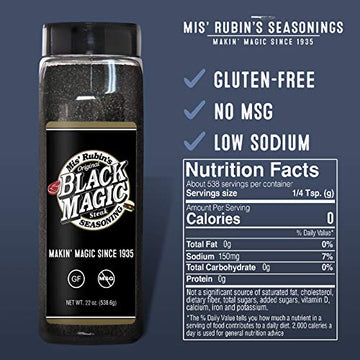 Charcoal Seasoning Dry BBQ Rub (Large) - 23 oz. Black Magic Charcoal Grill Seasoning Best for Briskets, BBQ Burger, Ribeyes, Pul